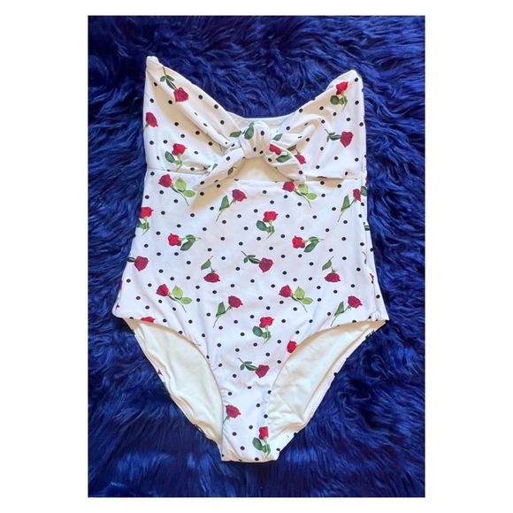 New! ONIA “Marie” Rose Flower Print Tie Front Cut Out One Piece Swimsuit - Picture 2 of 8
